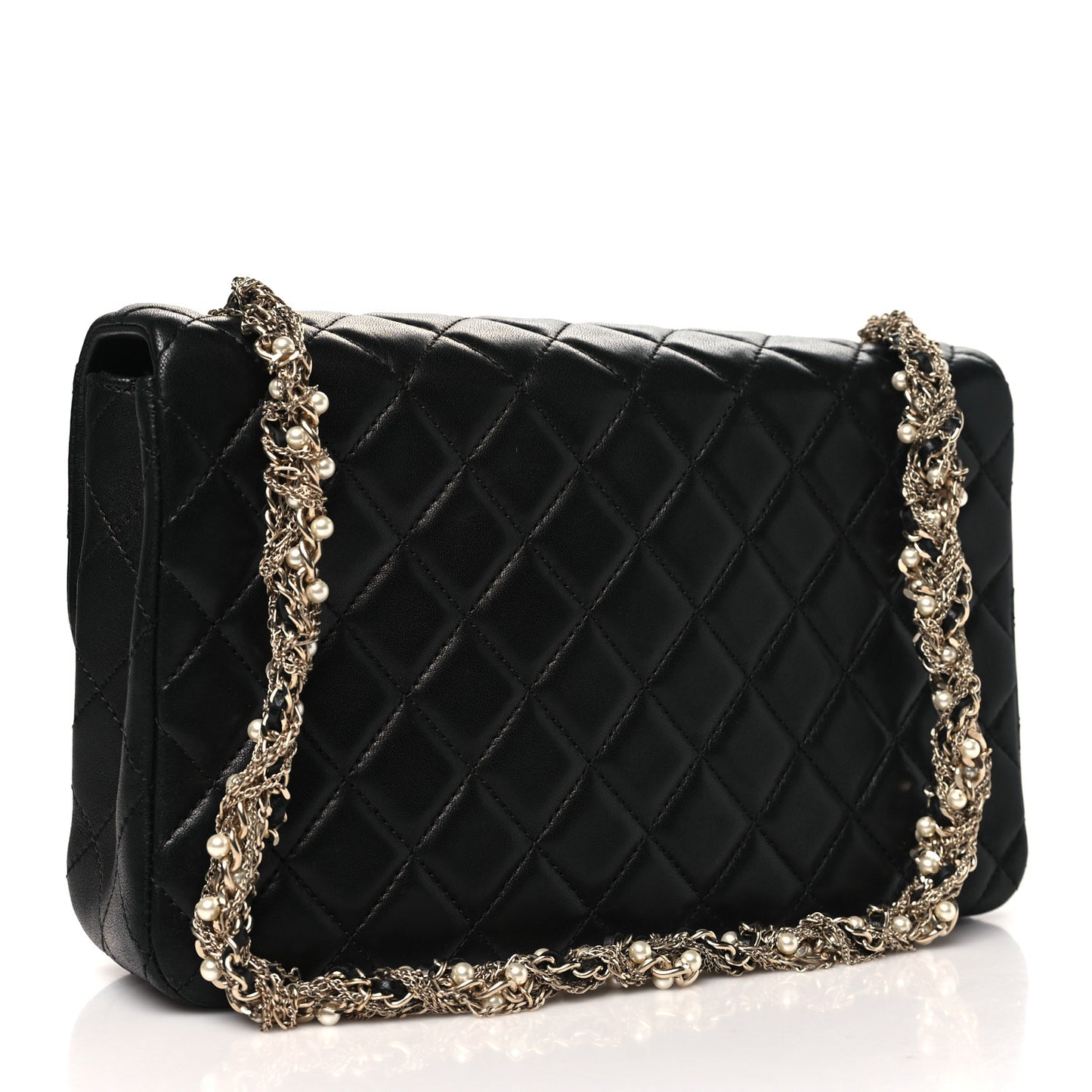 Lambskin Quilted Medium Westminster Pearl Flap Black