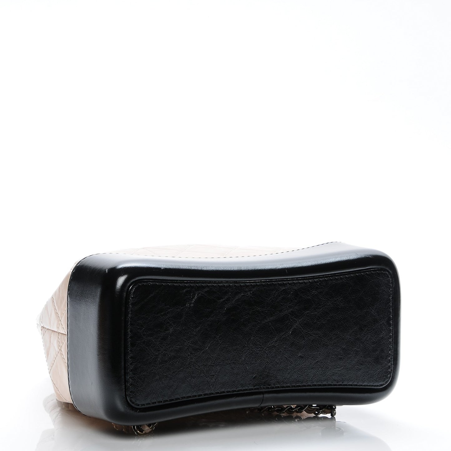 Aged Calfskin Quilted Gabrielle Backpack Beige Black