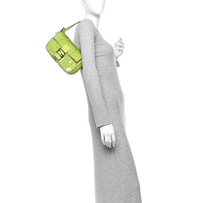 Fendi Sequin Beaded Snakeskin Baguette Green 2 of 10