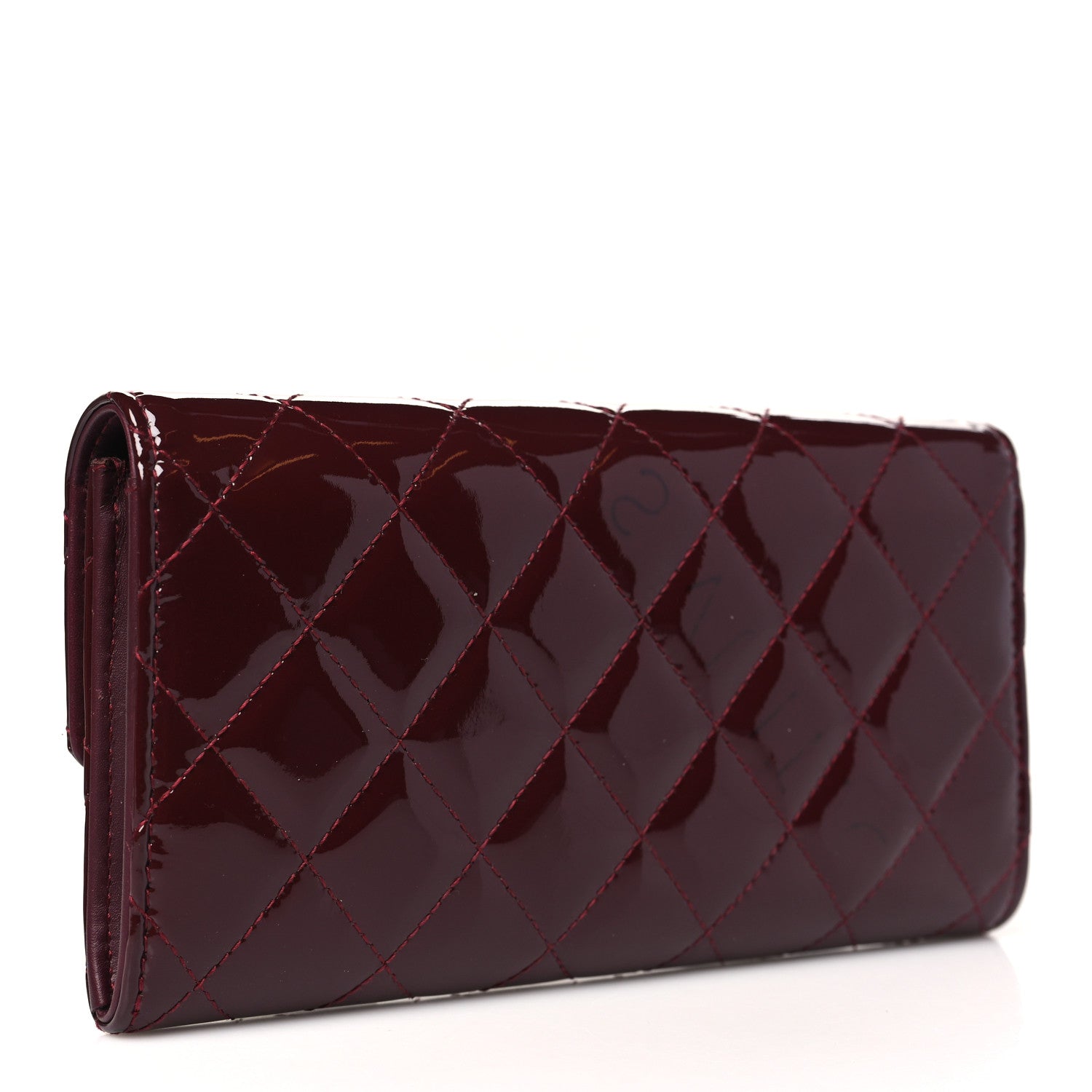 Chanel Patent Quilted Large Brilliant Flap Wallet Dark Burgundy 3 of 12