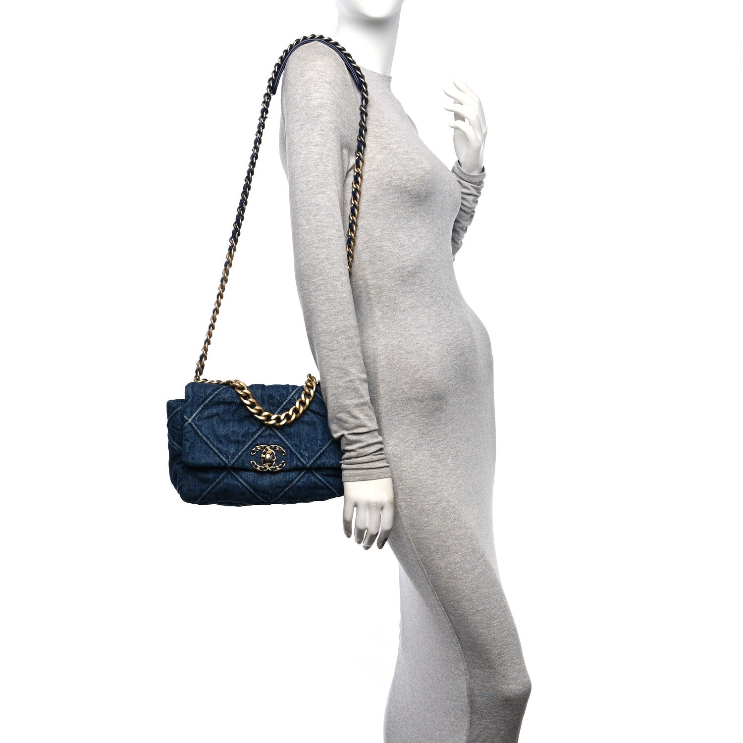 Chanel Denim Quilted Medium Chanel 19 Flap Blue 2 of 10