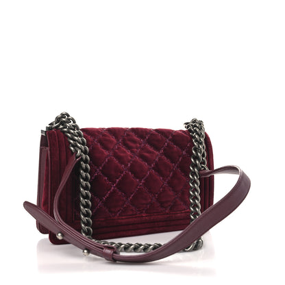 Chanel Velvet Tweed Quilted Medium Boy Flap Burgundy 3 of 10