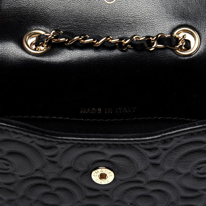 Chanel Lambskin Camellia Embossed Chain Belt Bag Black 7 of 11
