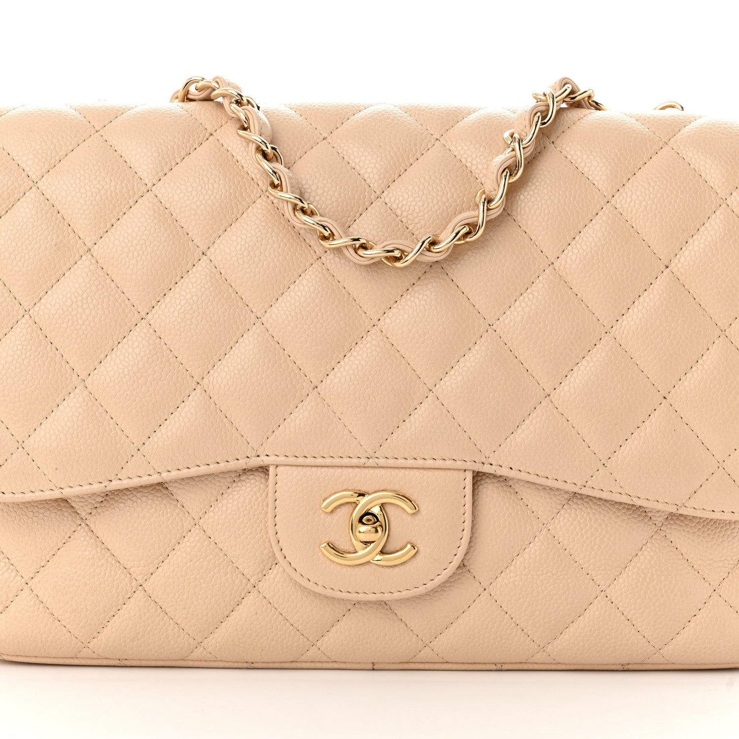 Chanel Caviar Quilted Jumbo Single Flap Beige 8 of 10