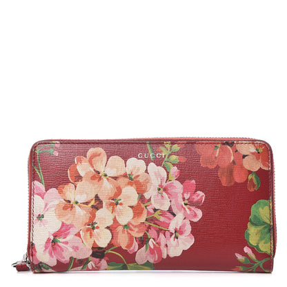 Gucci Shangai Calfskin Blooms Print Zip Around Wallet Romantic Cerise Multicolor 1 of 11
