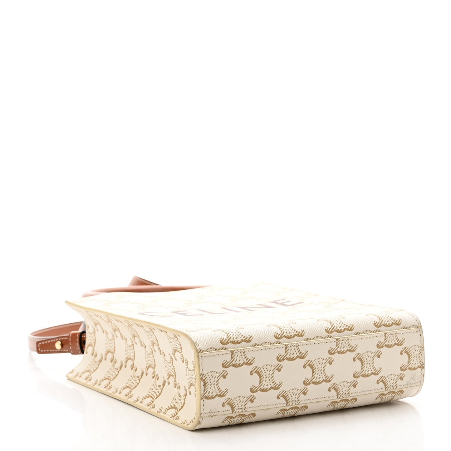 Triomphe Canvas Calfskin Mini Vertical Cabas White