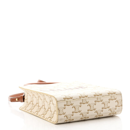 Celine Triomphe Canvas Calfskin Mini Vertical Cabas White 4 of 9