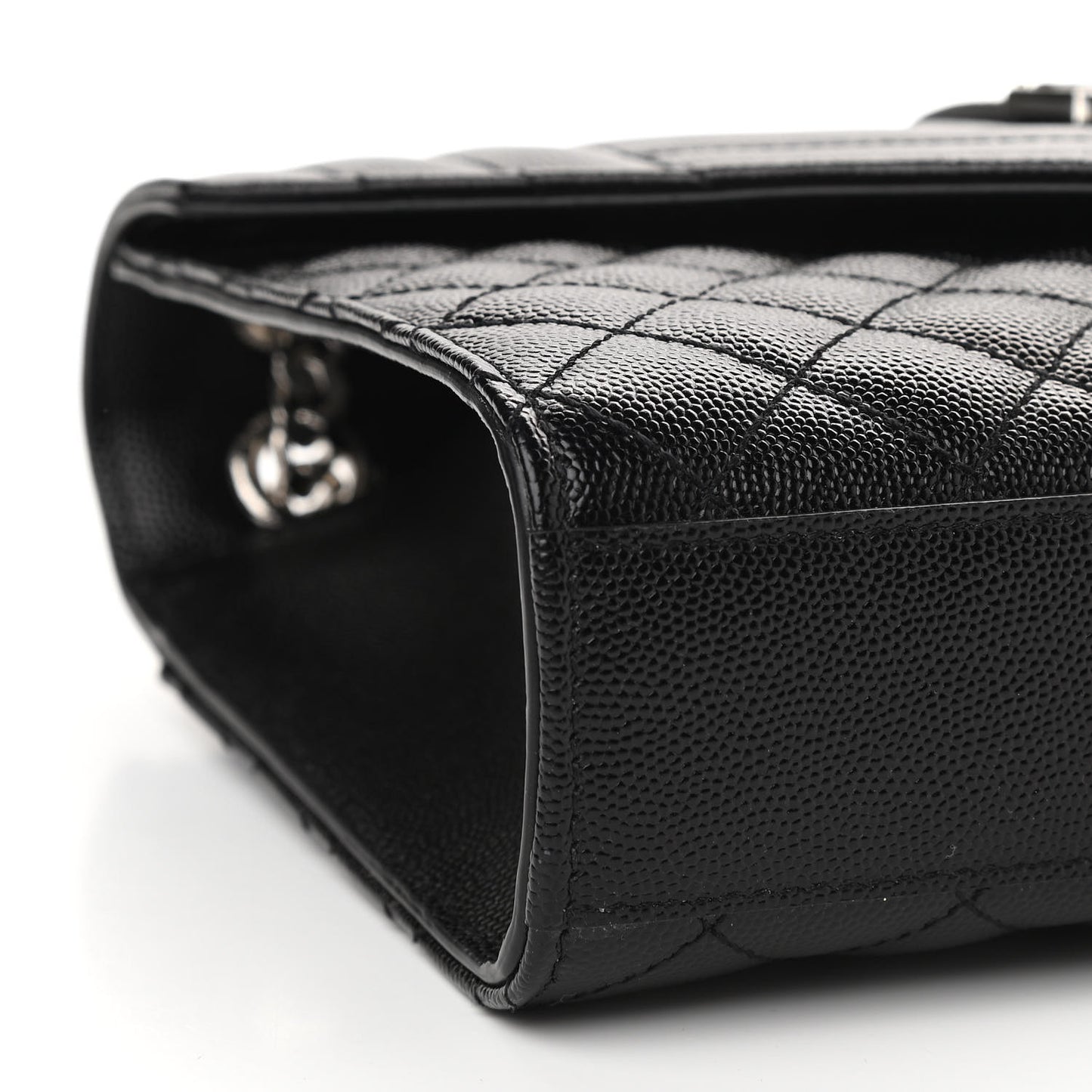 Grain De Poudre Textured Mixed Matelasse Triquilt Medium Monogram Satchel Black