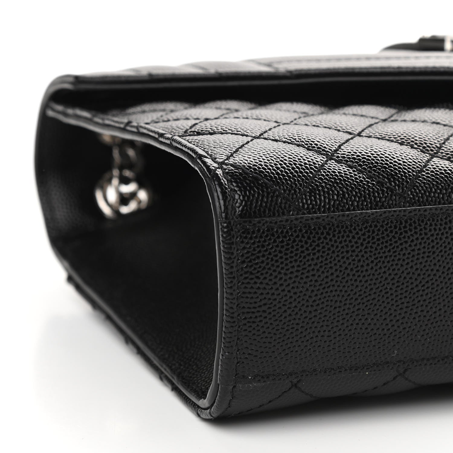 Saint Laurent Grain De Poudre Textured Mixed Matelasse Triquilt Medium Monogram Satchel Black 9 of 11