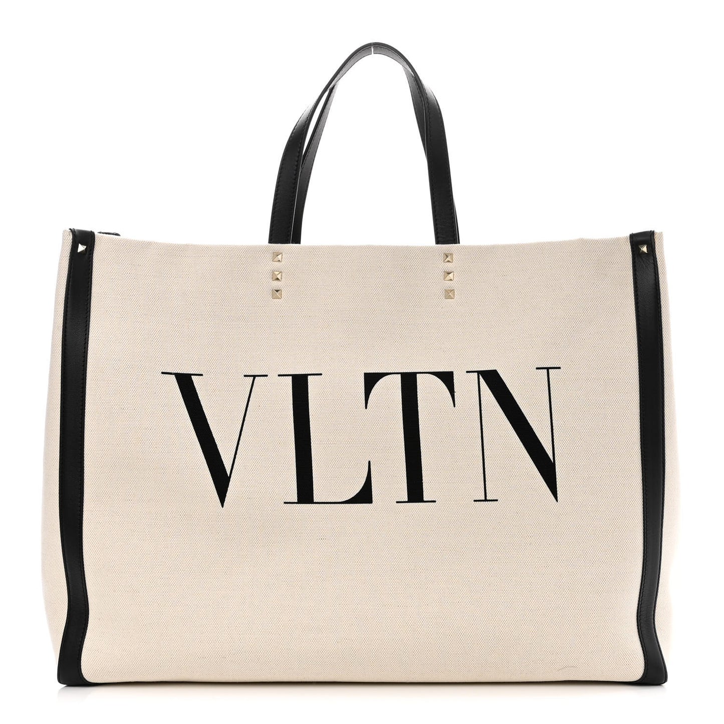 Canvas VLTN Print Large Tote Natural Black