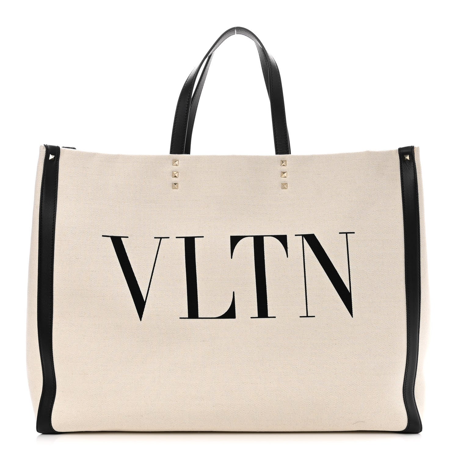 Valentino Garavani Canvas VLTN Print Large Tote Natural Black 1 of 10