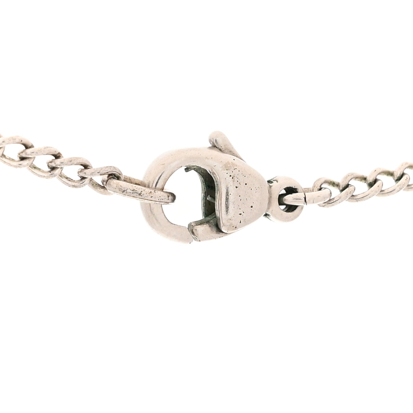 Enamel CC Necklace Silver White