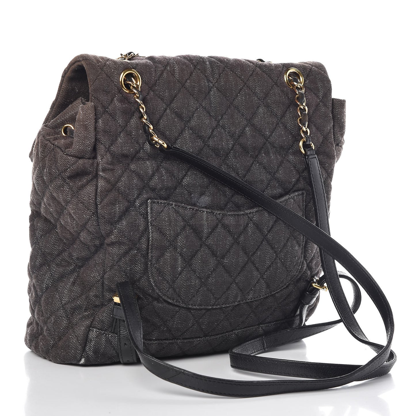 Washed Denim Quilted Large Urban Spirit Backpack Black