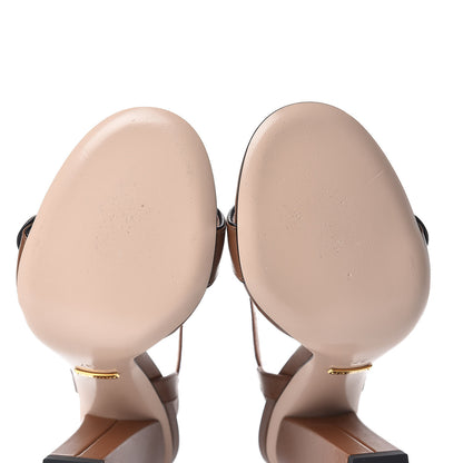 Gucci Lifford Calfskin GG Marmont Ankle Wrap 105mm Sandals 37 Cognac 10 of 11