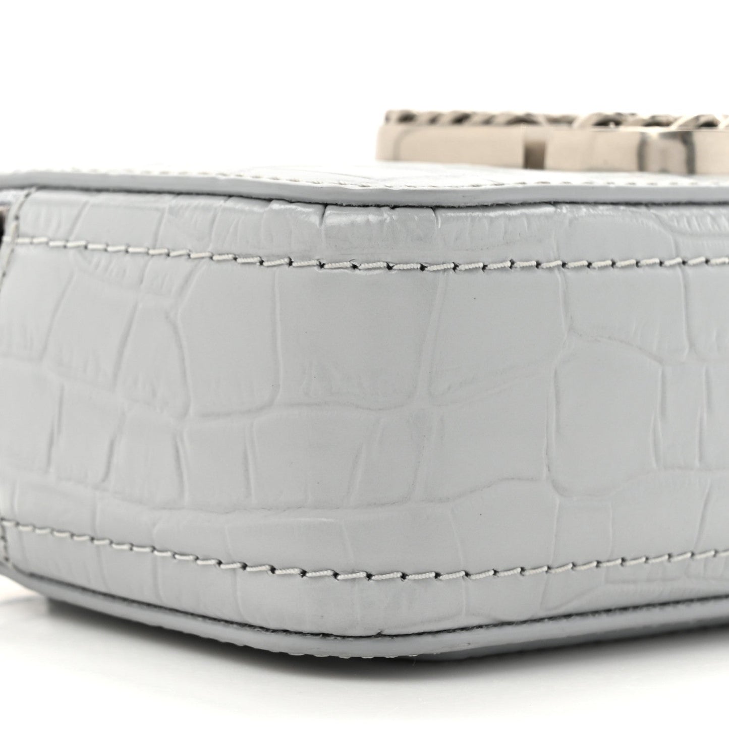 Calfskin Croc Embossed Snapshot Camera Bag Quarry