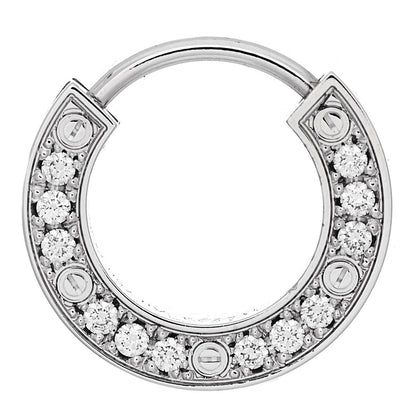 Cartier 18K White Gold Diamond Pave Single LOVE Hoop Earring 1 of 5