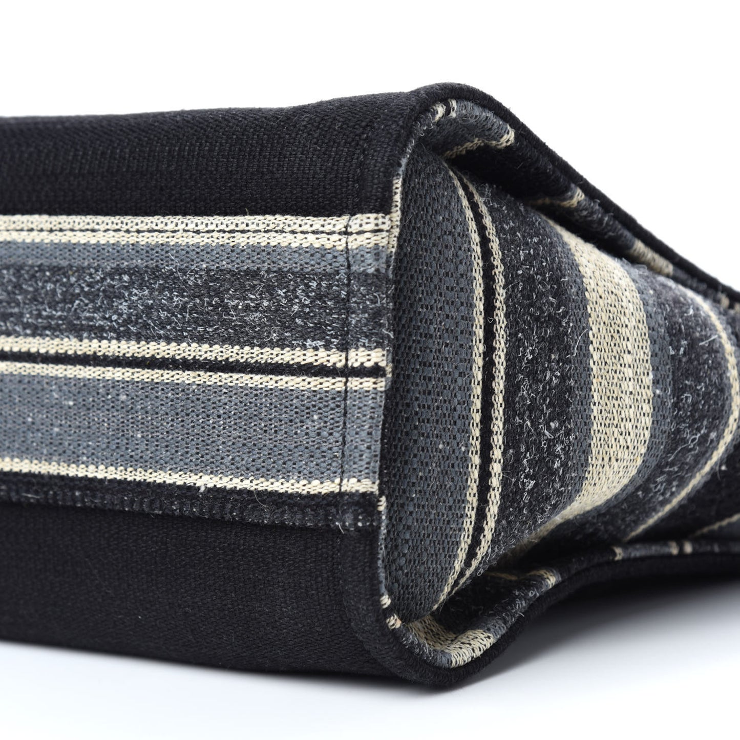 Striped Canvas Small Deauville Tote Grey Black