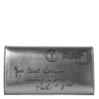 Saint Laurent Metallic Calfskin Y-Mail Clutch Silver 1 of 7