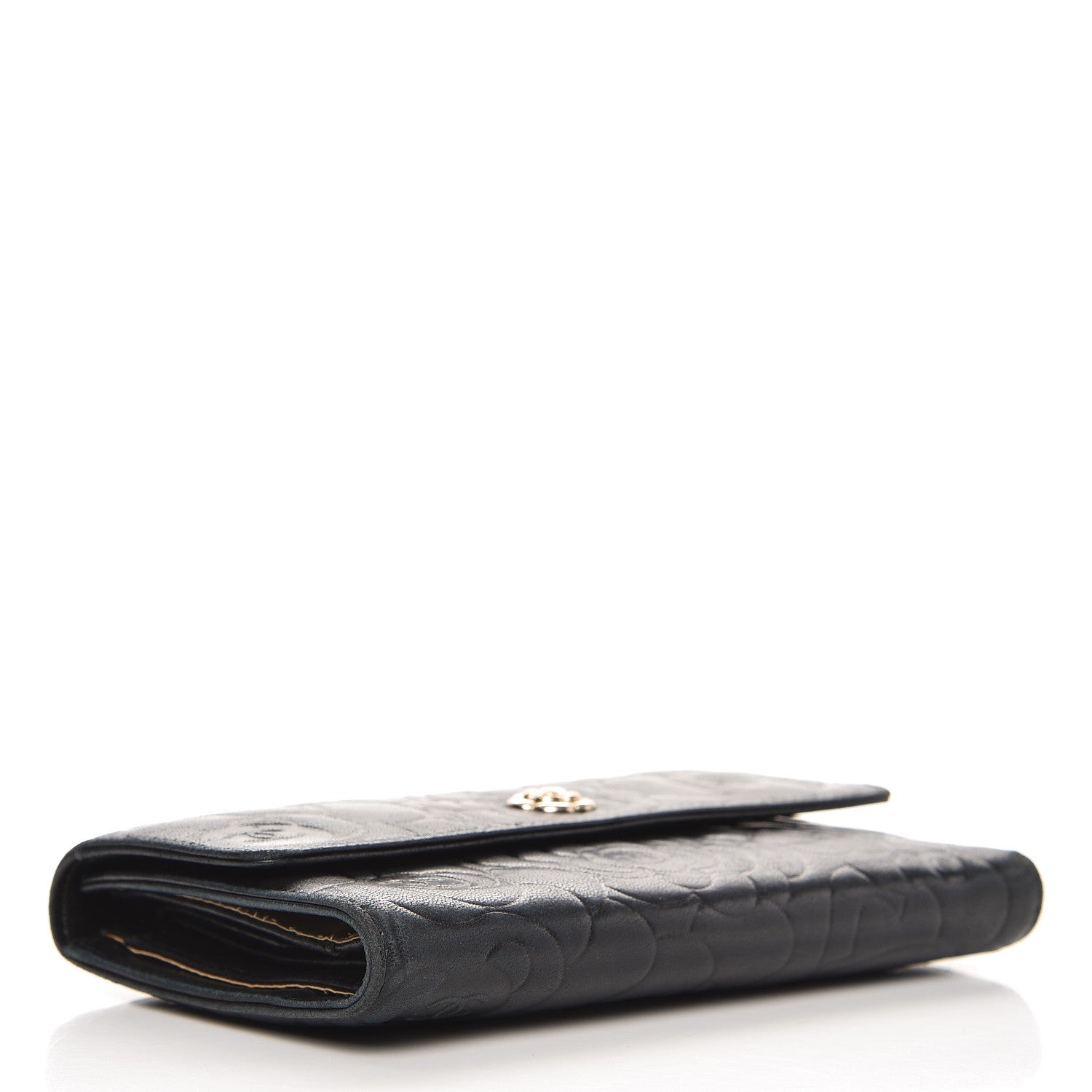 Chanel Lambskin Embossed Camellia Flap Wallet Black 4 of 15