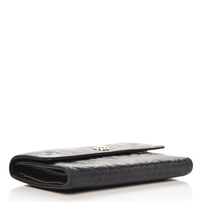 Chanel Lambskin Embossed Camellia Flap Wallet Black 4 of 15