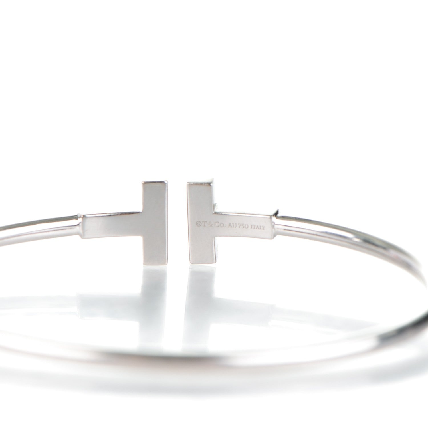 Tiffany 18K White Gold Diamond T Wire Bracelet 4 of 5