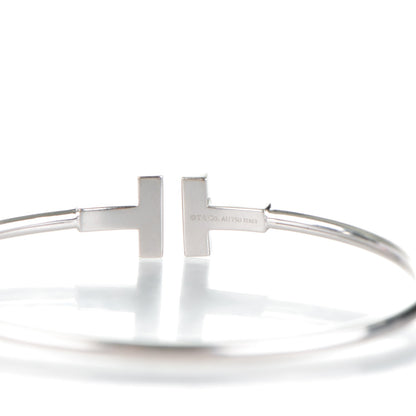 Tiffany 18K White Gold Diamond T Wire Bracelet 4 of 5