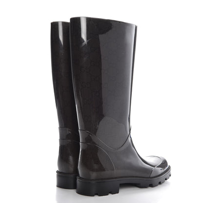 Gucci Rubber Monogram Flat Boots 37 Black 4 of 7