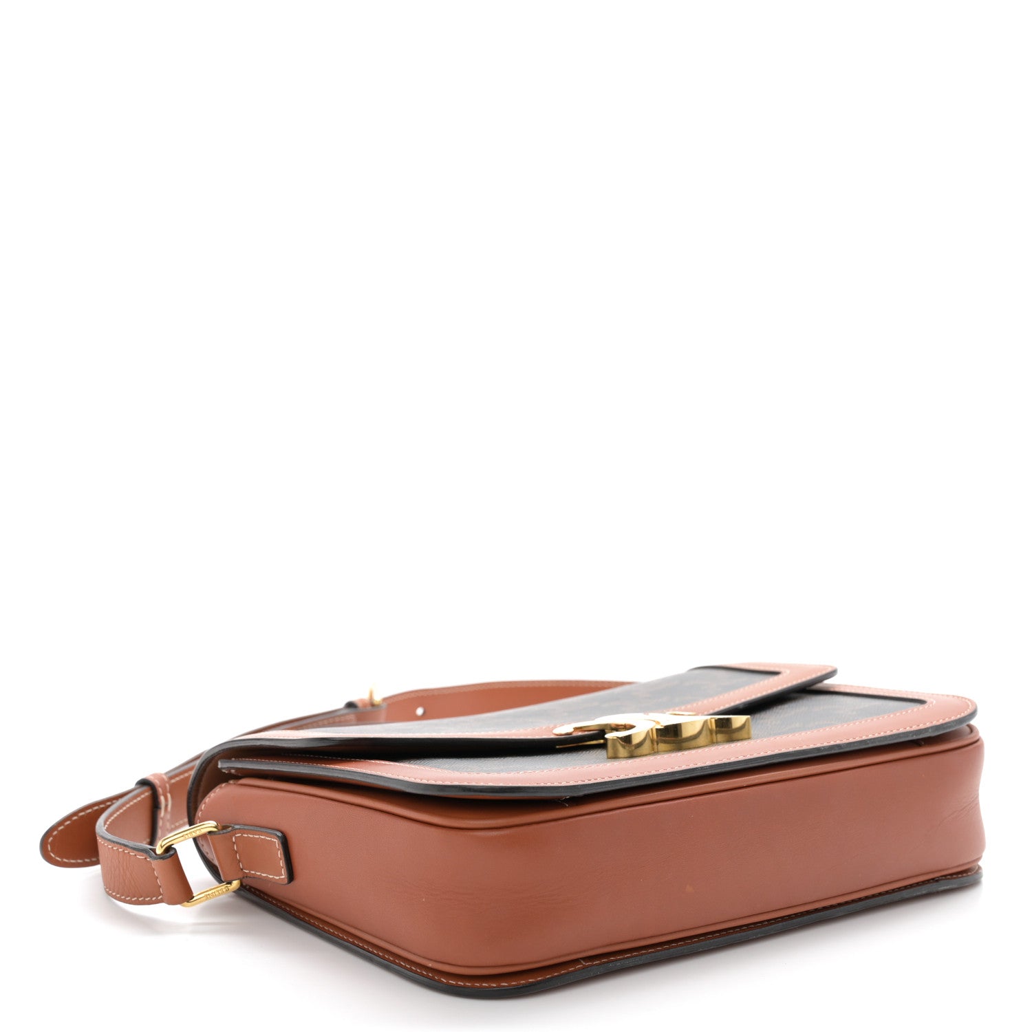 Celine Triomphe Canvas Calfskin Medium Triomphe Bag Tan 4 of 11