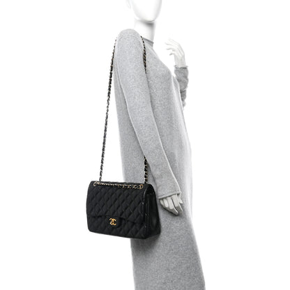 Chanel Lambskin Quilted Jumbo Double Flap Black 2 of 10