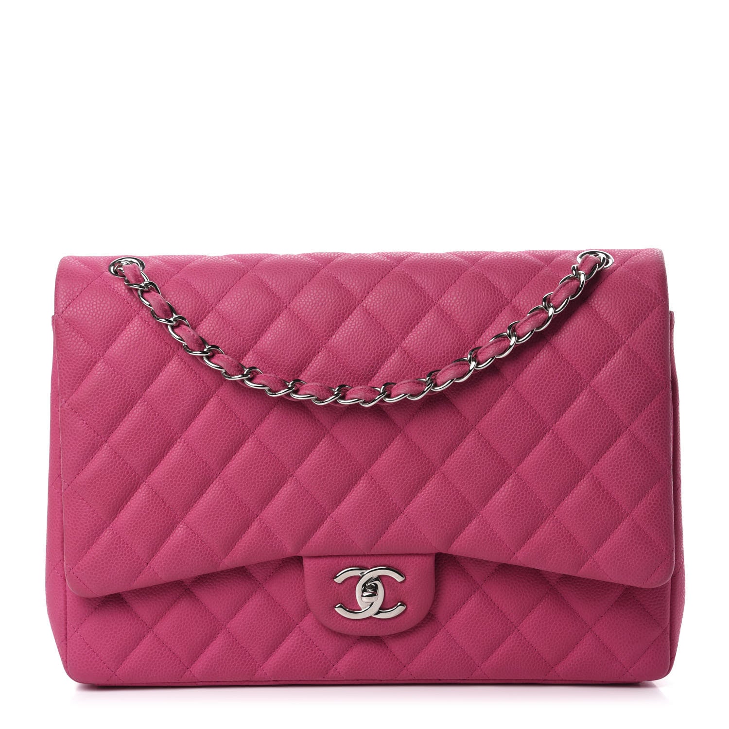 Chanel Iridescent Caviar Quilted Maxi Double Flap Hot Pink 1 of 13