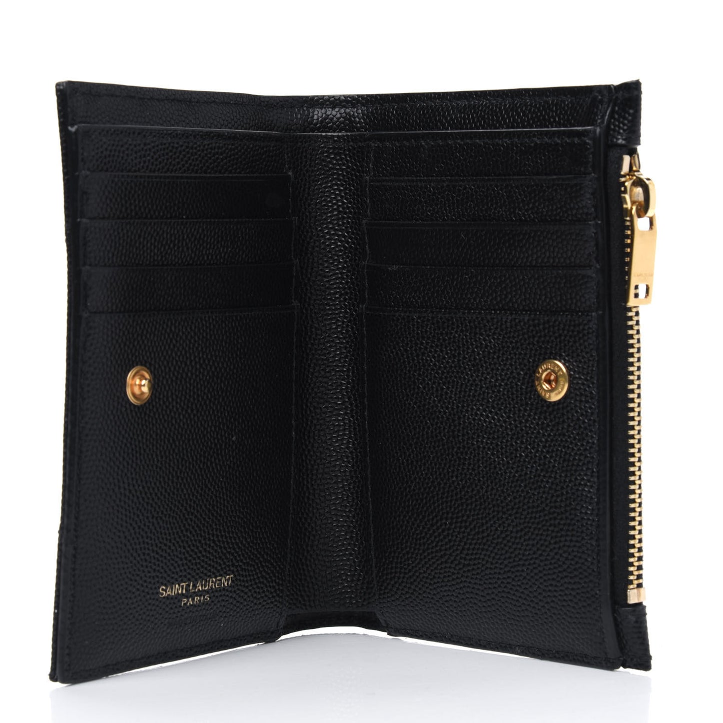 Grain De Poudre Matelasse Chevron Monogram Zipped Two-Part Wallet Black