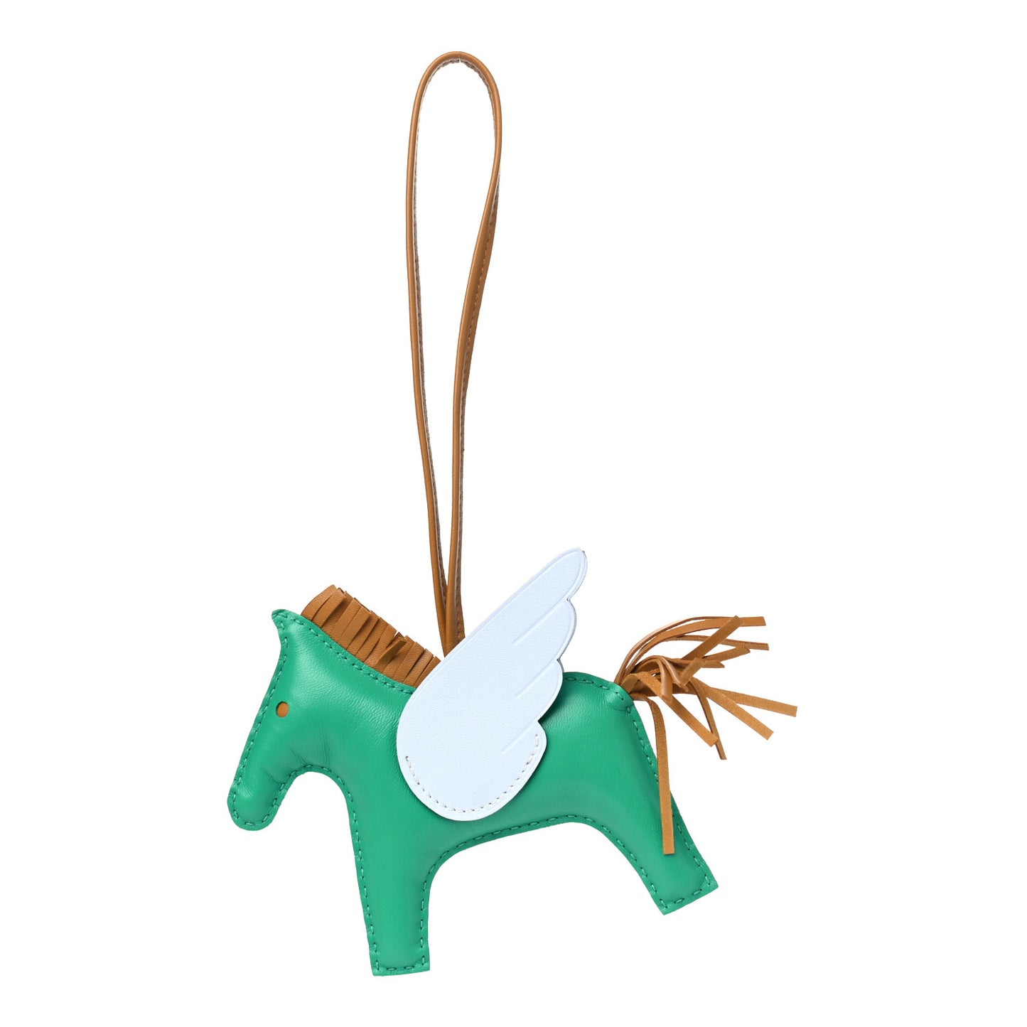 Milo Lambskin Grigri Rodeo Pegase Horse Bag Charm MM Menthe Sesame Bleu Brume