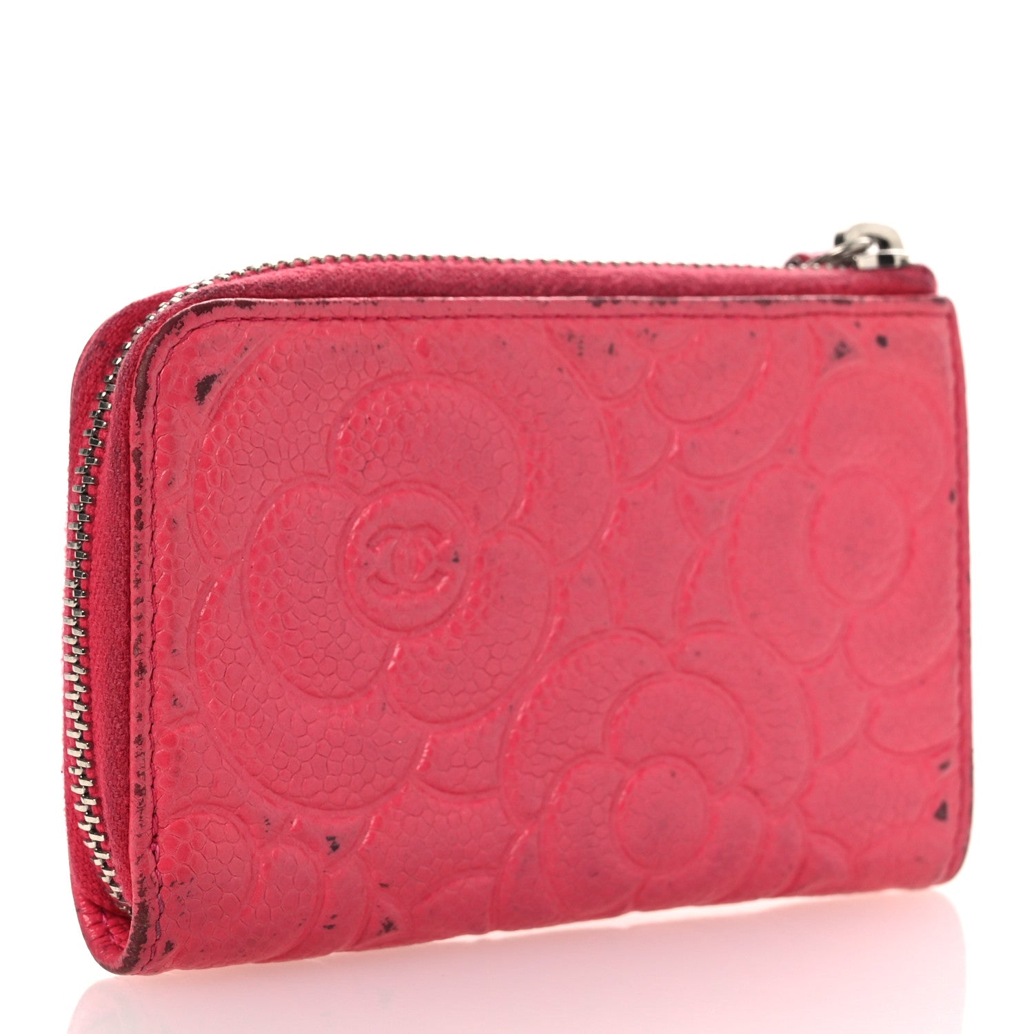 Chanel Caviar Camellia Embossed Key Holder Case Pink 4 of 15