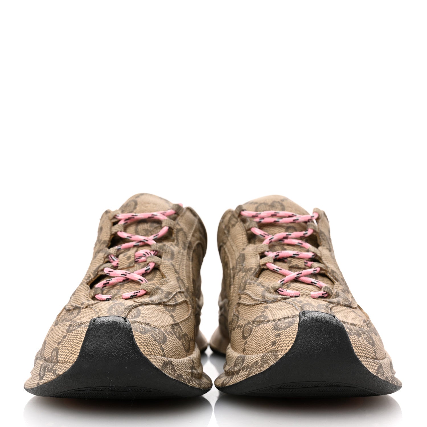 Gucci Ultralight Plume Calfskin Monogram Printed Womens Gucci Run Sneakers 39 Beige Ebony 3 of 10