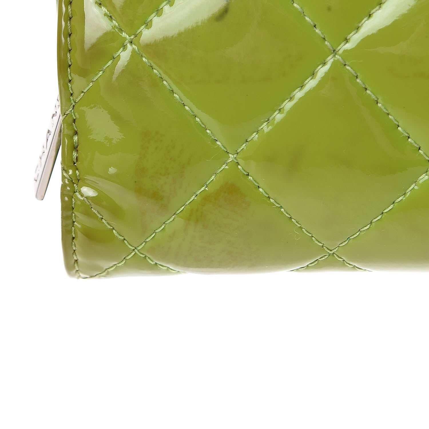 Chanel Patent Quilted Brilliant Zipped Pocket Wallet Green 12 of 18