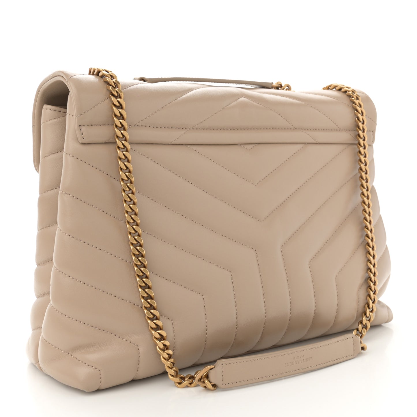 Calfskin Y Quilted Monogram Medium Loulou Chain Satchel Nude Powder