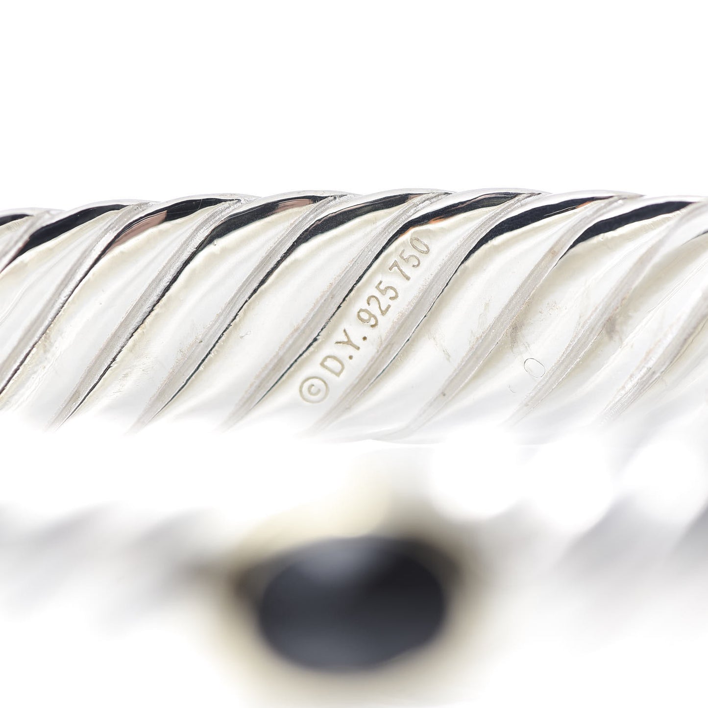 Sterling Silver 18K Yellow Gold Black Onyx 11mm Cable Bangle Bracelet