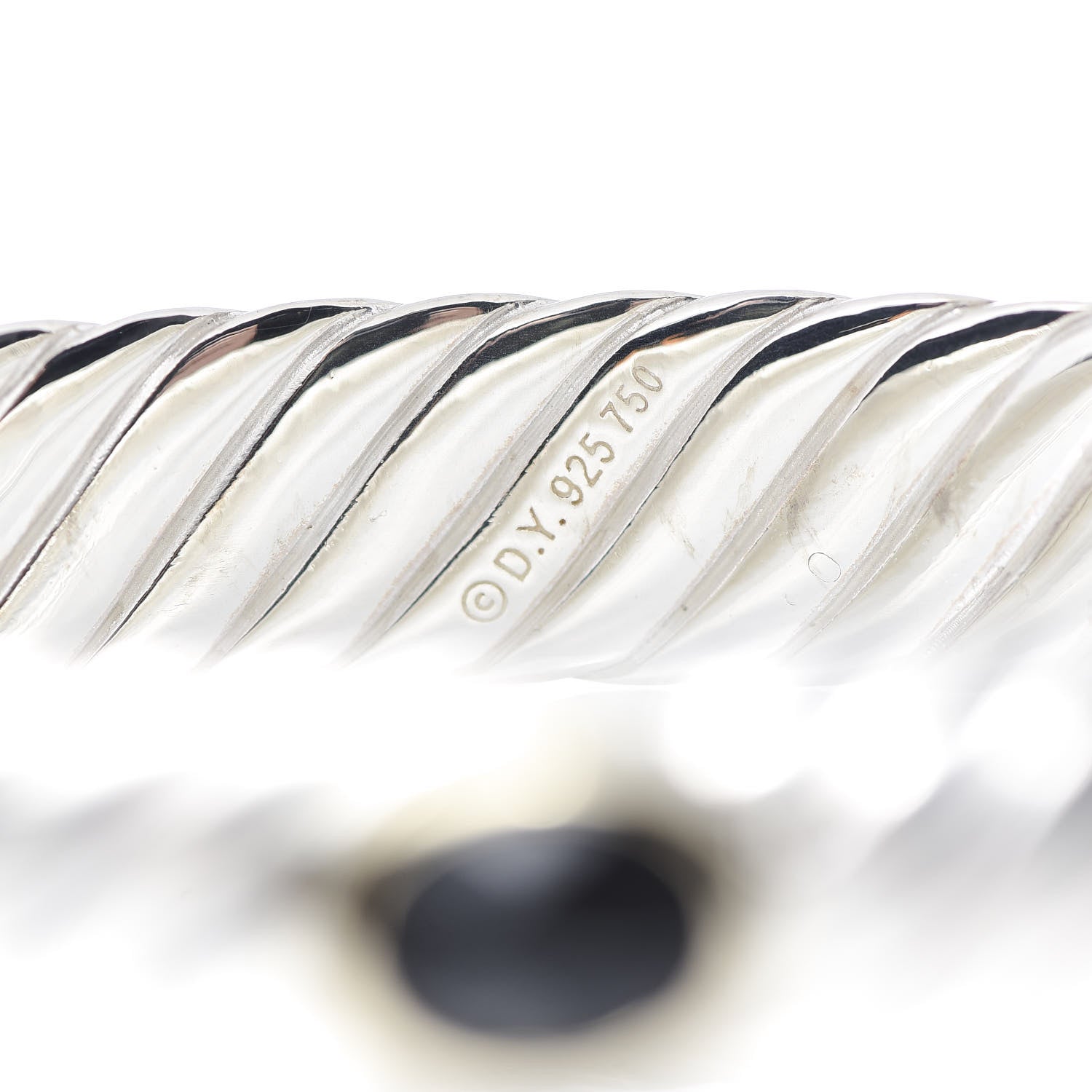 David Yurman Sterling Silver 18K Yellow Gold Black Onyx 11mm Cable Bangle Bracelet 4 of 4