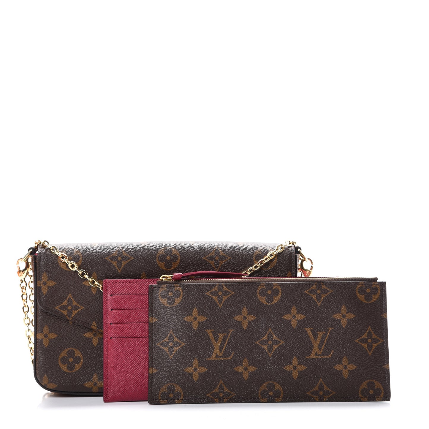 Monogram Pochette Felicie Chain Wallet Fuchsia