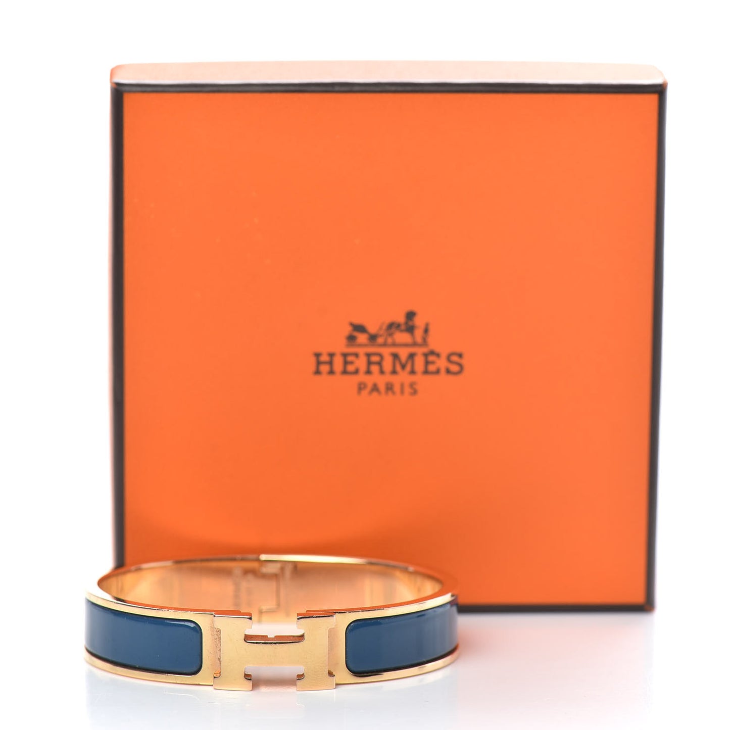 Narrow Enamel Clic Clac H Bracelet PM Bleu De Genes