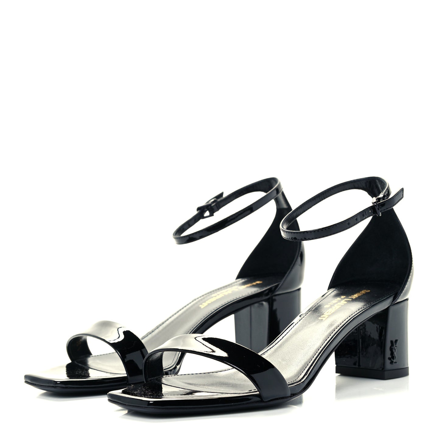 Patent Calfskin Loulou Ankle Strap Sandals 36.5 Black
