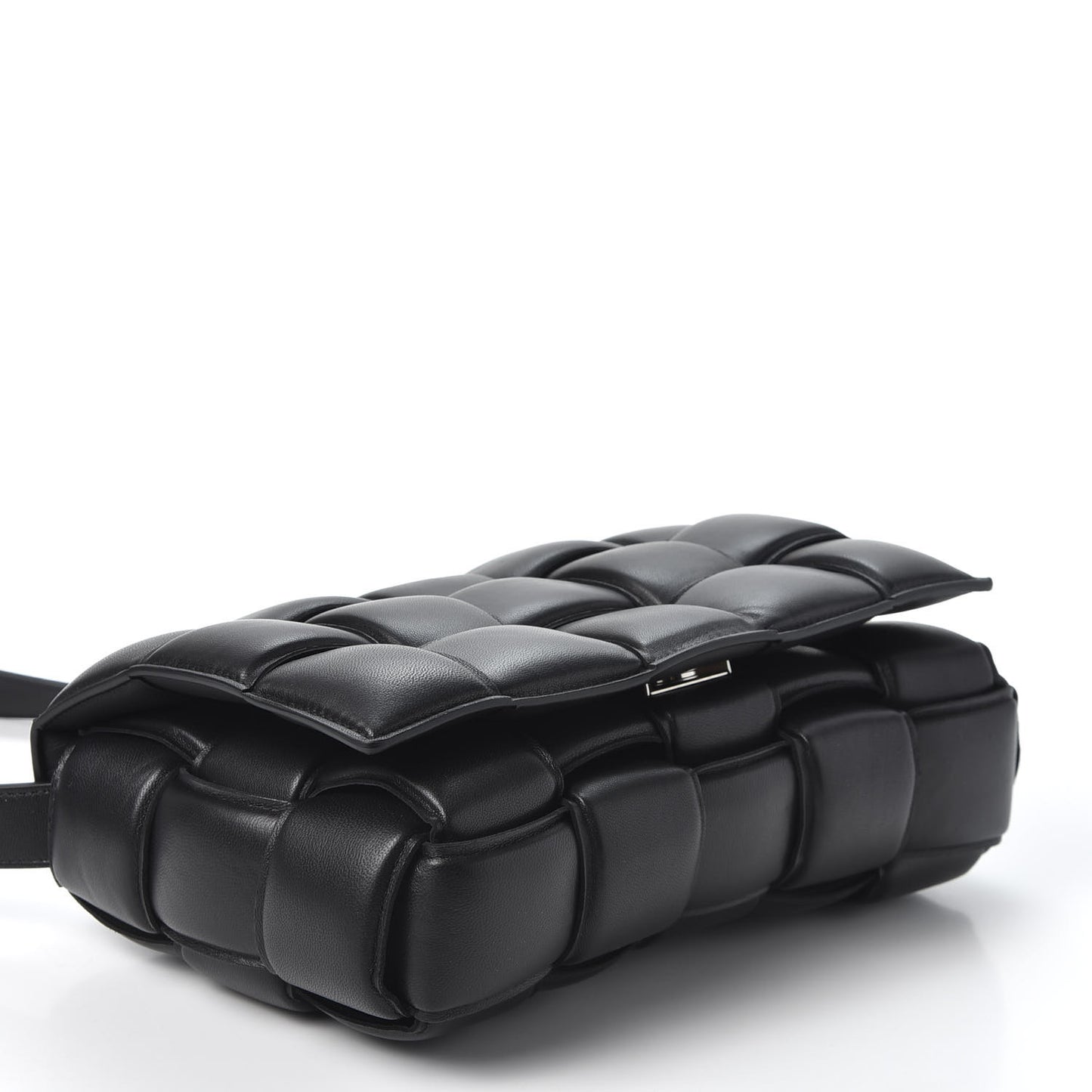 Nappa Maxi Intreccio Padded Cassette Crossbody Bag Black