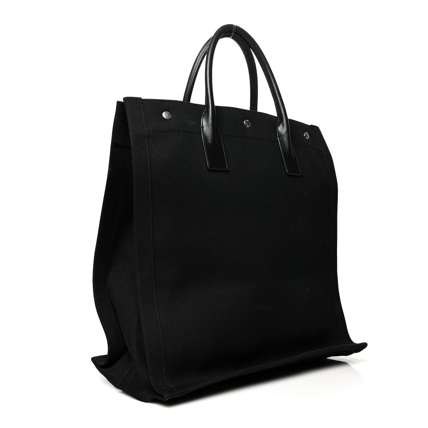 Saint Laurent Linen Calfskin Rive Gauche North South Tote Black 3 of 10