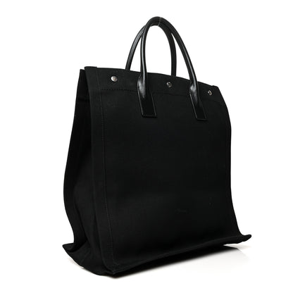 Saint Laurent Linen Calfskin Rive Gauche North South Tote Black 3 of 10