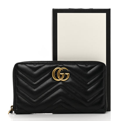 Gucci Calfskin Matelasse GG Marmont Zip Around Organizer Wallet Black 10 of 10