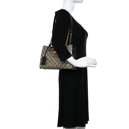 Gucci GG Supreme Monogram Bees Small Padlock Tote Beige Oro Black 2 of 11