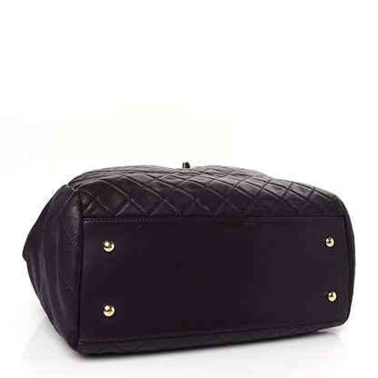 Chanel Lambskin Quilted Large Drawstring Shoulder Bag Dark Purple 4 of 10