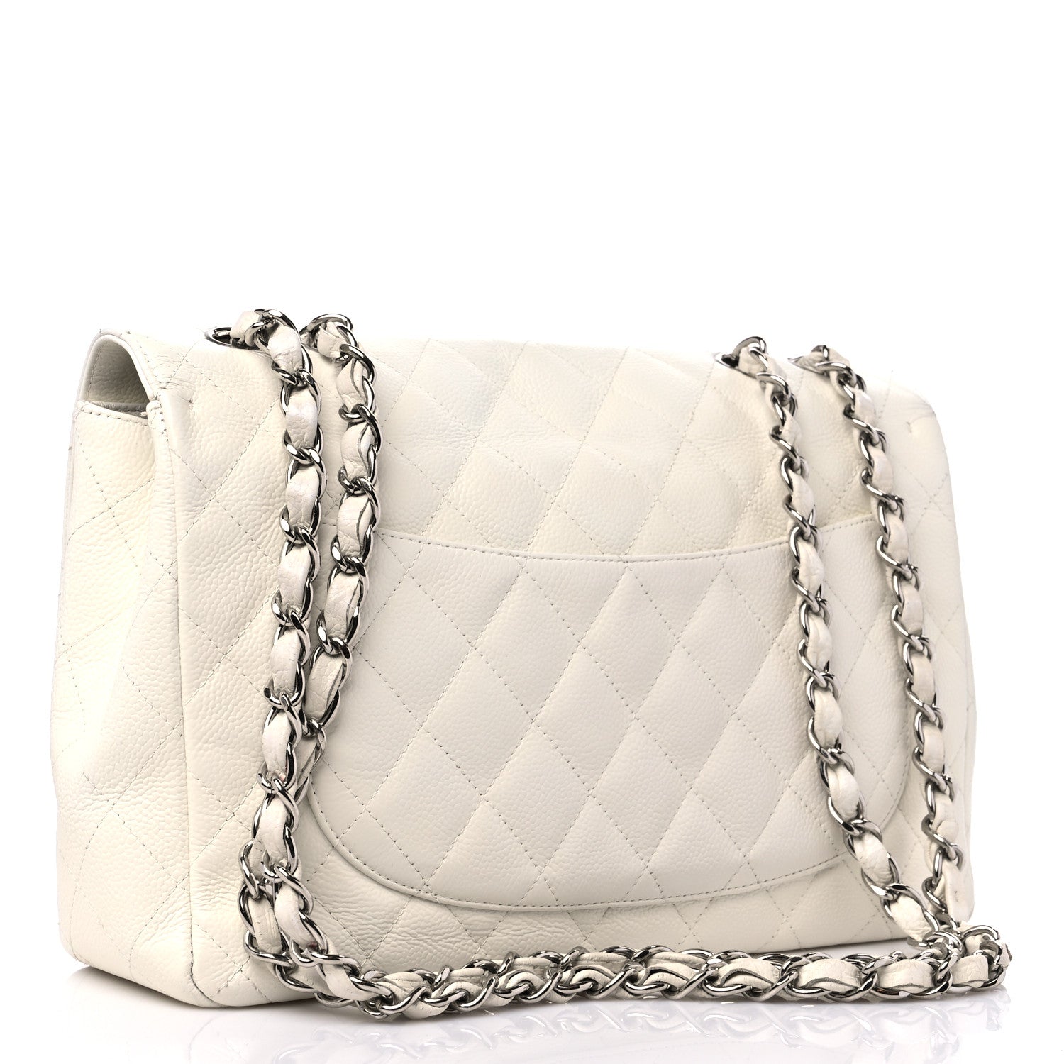 Chanel Caviar Quilted Jumbo Single Flap White 3 of 14