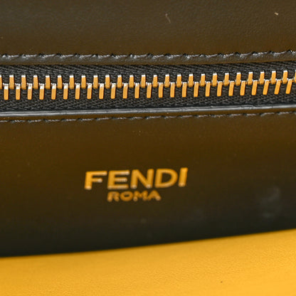 Fendi Cuoio Romano Vitello Cover Glazed Fabric Bi-Color FF 1974 Mini Peekaboo I SEE U Satchel Black Mimosa Tobacco Moro 8 of 11