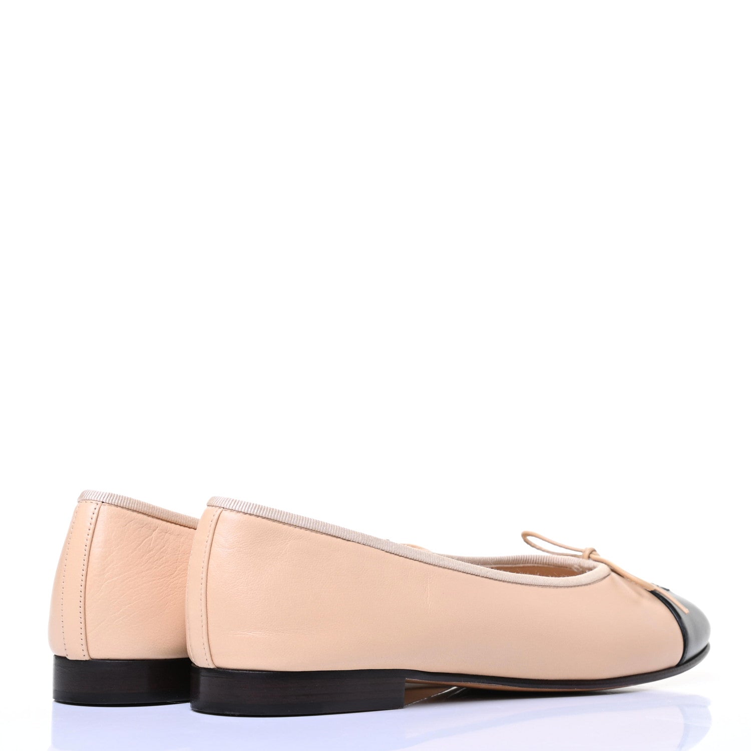 Chanel Lambskin Cap Toe CC Ballerina Flats 39 Beige Black 4 of 10